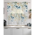 thumbnail image 2 of Spring Floral Kitchen Curtains Swag Valance and Tier Curtains Set 36 Inch Length, Weeping Blue Botanical Summer Vintage Rod Pocket Drape Panels Pair Swag Curtain for Bathroom/Cafe/Window, 2 of 6
