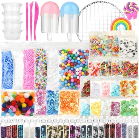FIXM 62 Packs Slime Supplies Kit for DIY Slime Making (Contain No Slime)