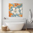 thumbnail image 3 of Lily Flower Wall Art Painting on Canvas, White Orange Blooms Floral Watercolor Blue Canvas Art Home Prints Wall Art Framed Modern Artwork for Living Room Bedroom Wall Decor 12x12in, 3 of 9