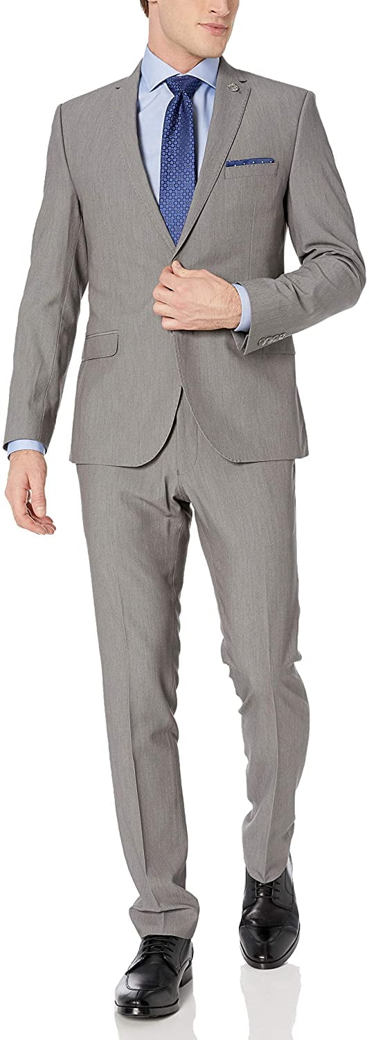 DONSON Mens Formal Business Suit Vest with Blue Striped Necktie 