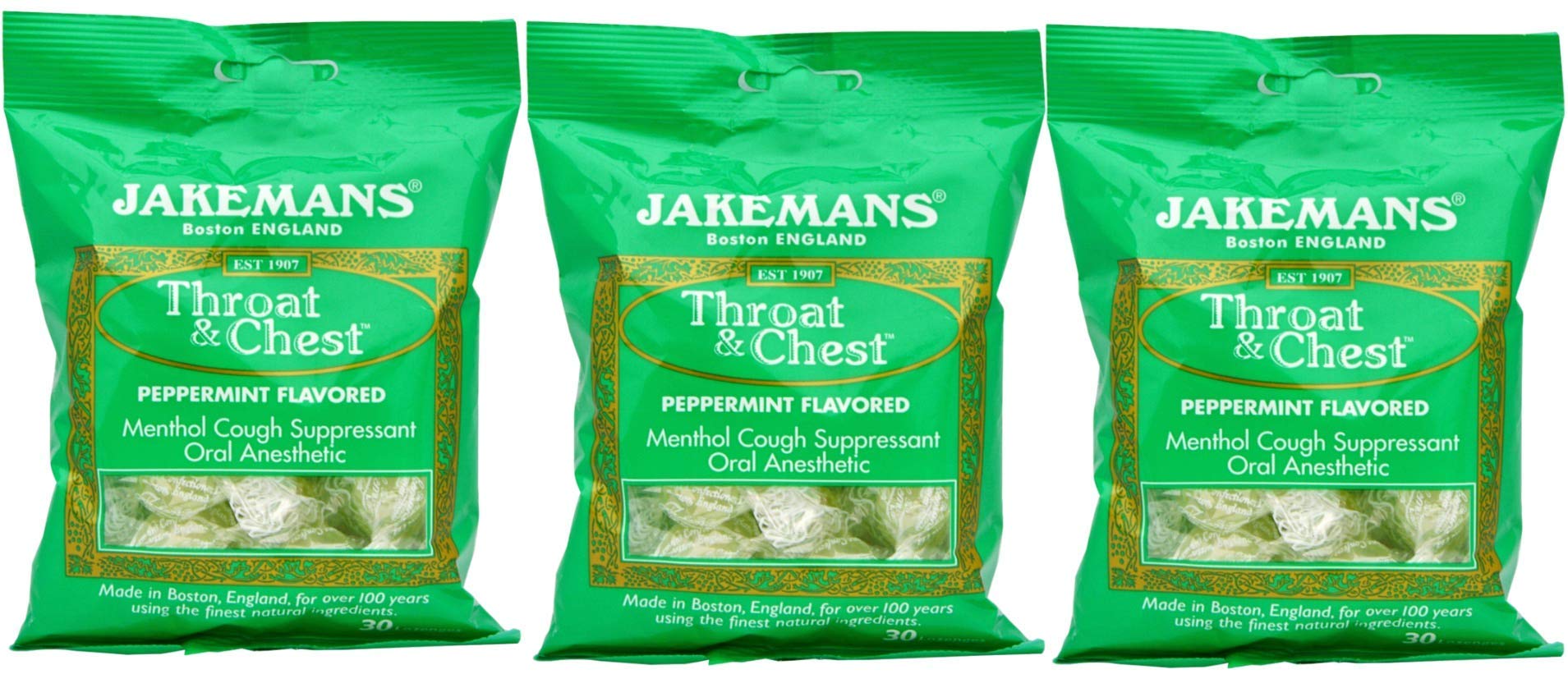 Jakemans Throat and Chest Lozenges (3 Pack) Peppermint, Cough