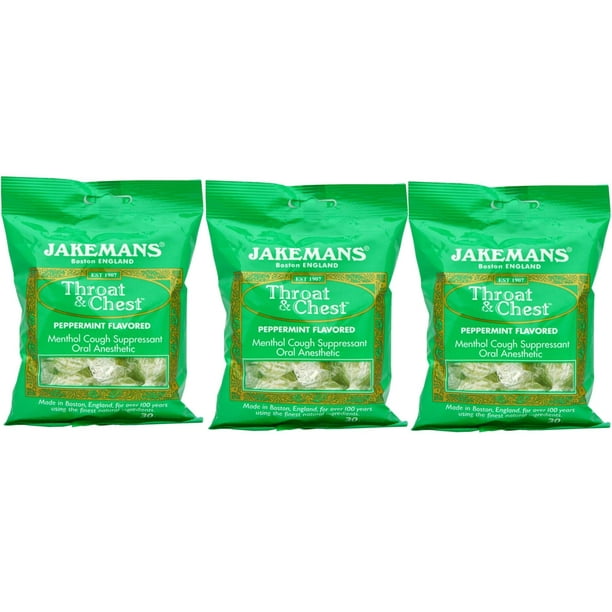 Jakemans Throat and Chest Lozenges (3 Pack) Peppermint, Cough
