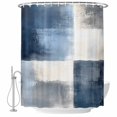 thumbnail image 2 of Navy Blue Grey Ombre Waterproof Fabric Shower Curtain,Modern Oil Painting Abstract Waterproof Fabric Shower Curtain for Bathroom Curtains Bathtubs Hotel Shower Curtains with 12 Hooks Extra Long 72x96, 2 of 8