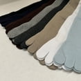 thumbnail image 3 of Couver Soft Cotton Ankle Toe Socks 1 Pair, Brown, Medium, 3 of 8
