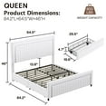 thumbnail image 2 of VanAcc Upholstered Platform Queen Size LED Bed Frame with 4 Storage Drawers, Adjustable Headboard with Vertical Channel Design, White, 2 of 7