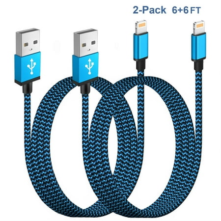iPhone Charger 6ft 2Pack, Aioneus iPhone Charging Cable, Nylon Braided Charging Cord Lightning Cable for iPhone 14 13 12 11 Pro Max iPad