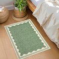thumbnail image 2 of Nanan 2'x3' Scalloped Edge Area Rug, Machine Washable Low-Profile Woven Carpet, Non-Slip Soft Textured Rug for Living Room Bedroom Nursery Home Decor,Grass Green, 2 of 7