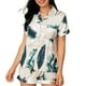 thumbnail image 1 of Women Short Sleeves Pajamas Set Turn Down Collar Beautiful Print Two Piece Top Shorts Sleepwear White Banana L, 1 of 6