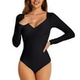 thumbnail image 2 of SWSMCLT Women's Rash Guard Surf One Piece Swimsuit Zip Surfing Beach Padded Diving Wetsuit Long Sleeve Bathing Suit V Neck Black Medium, 2 of 4