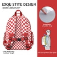 thumbnail image 5 of White Red Checkered Backpack for School,Cute School Bag,Schoolbag with Adjustable Shoulder Straps & Padded Back,15.25"x11.5"x5.25", 5 of 6
