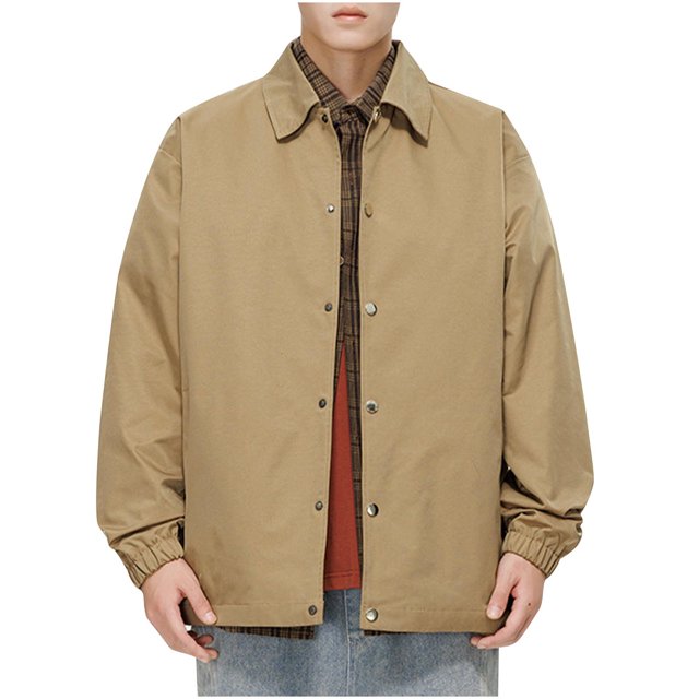 Pisexur Jackets for Men Man Light Ripe Wind Easy Flip Collar Flight Jacket Leisure Time Tops Loose Coat Fall Jackets Windbreaker Jacket Trench Coat for Men