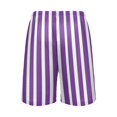 thumbnail image 3 of Men's Pajama Shorts Bottoms with Pockets Soft Lightweight Lounge Sleep Wear Modena Purple and White Striped, 3 of 6