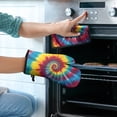 thumbnail image 2 of Colorful Rainbow Tie Dye Spiral Pattern Kitchen Oven Mitt and Pot Holder Sets 2 Pcs for Baking, Cooking and Grilling, Heat Resistant Up To 392 °F, 2 of 7