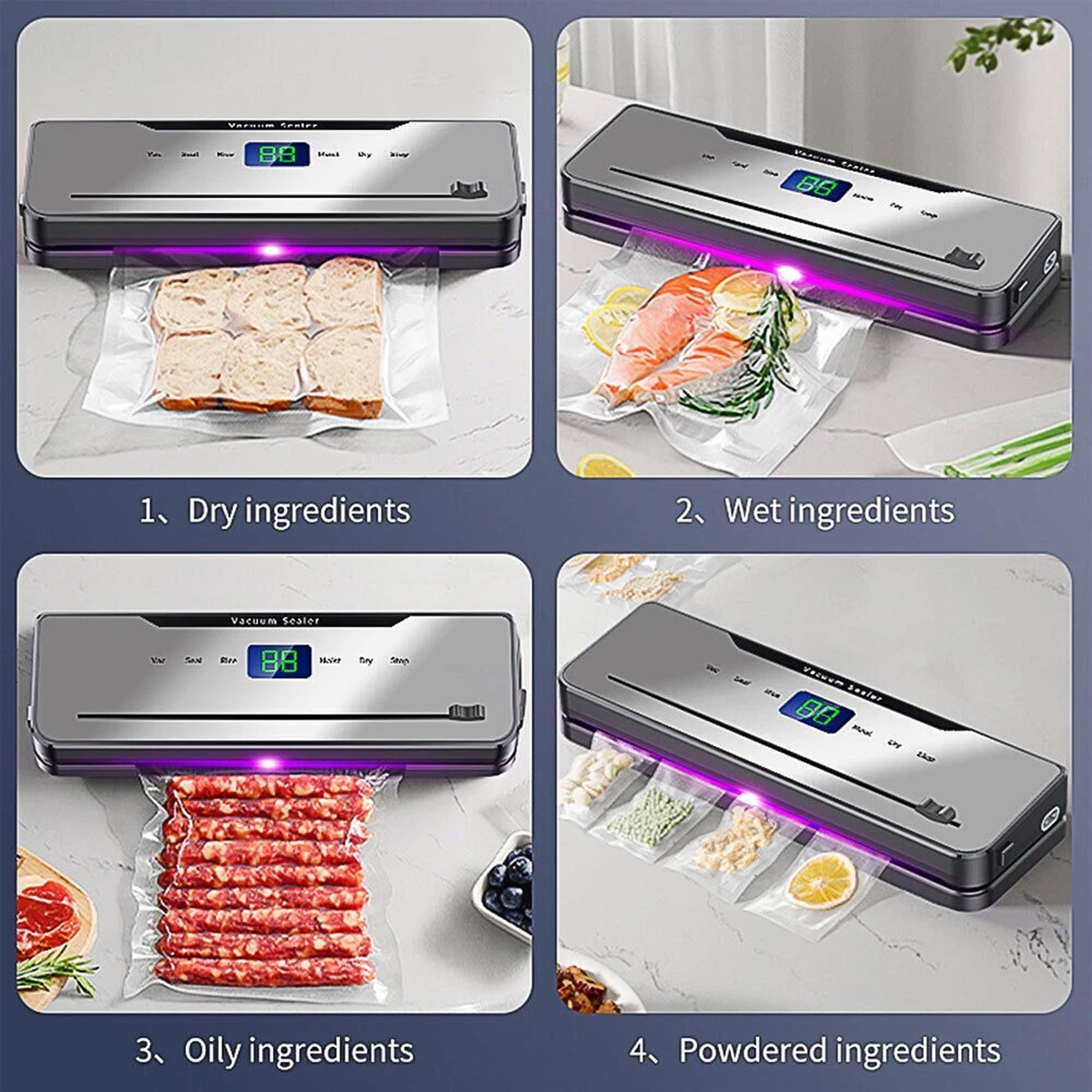 Large Suction Force Small Vacuum Food Sealer Machine, Meat Sealers Vacuum Packing Machine for Food Storage, Food Vacuum Sealing Machine, Build-In Cutter