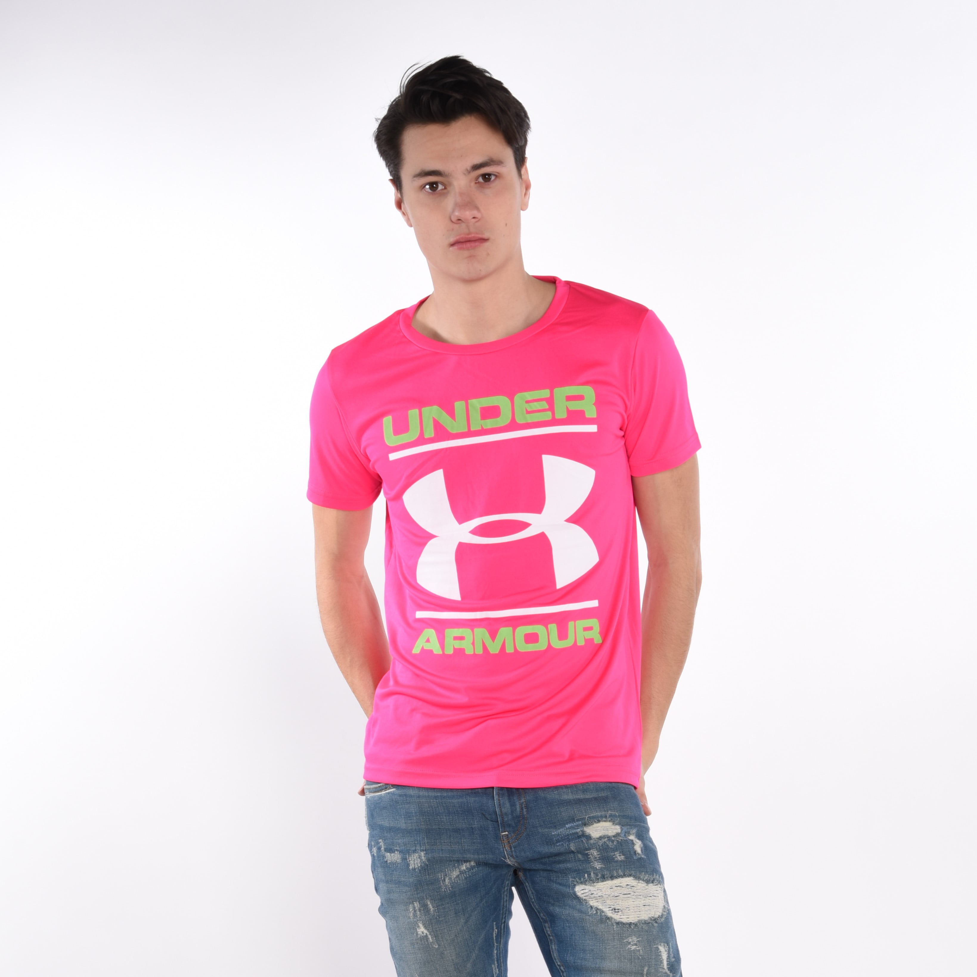 pink mens under armour shirt