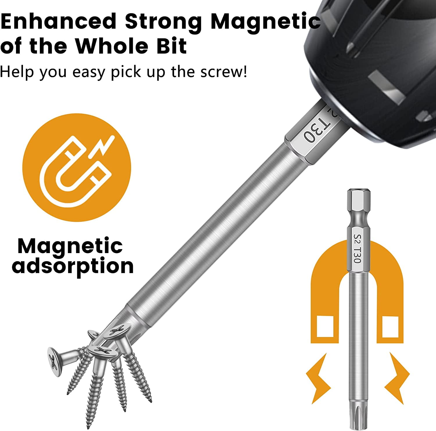 14PC Security Torx Bit Set 3" Long Tamper Proof Star Screwdriver Bit Set 1/4" Hex Shank S2 Steel T4 - T40 Magnetic Impact Driver Drill Bits