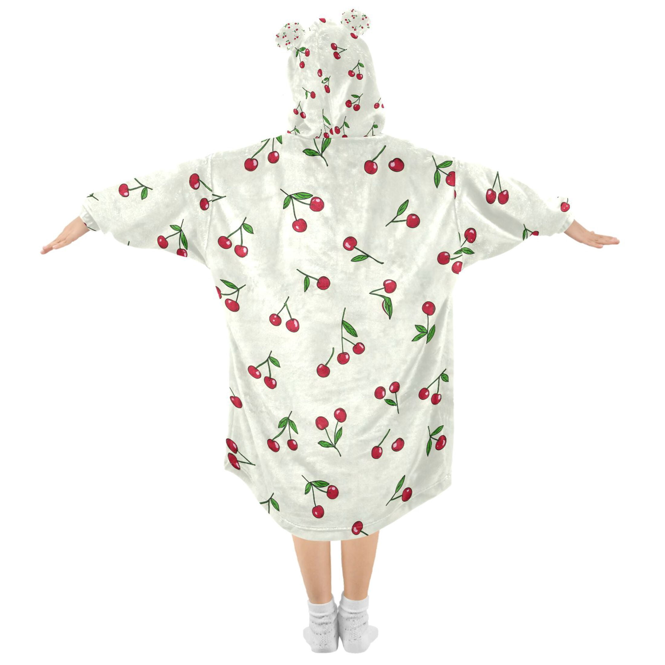 joogoo Wearable Blanket Hoodie for Red Cherries Oversized Sherpa Hooded 3-14 YR M