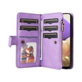 thumbnail image 2 of Multifunctional Case for Samsung A32 5G,[RFID Blocking] 9 Credit Cards Holder with Wrist Strap, Premium PU Leather Zipper Wallet Purse Magnetic Flip Phone Cover for Samsung Galaxy A32 5G, Purple, 2 of 12