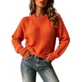 thumbnail image 6 of Zivyakyron Ribbed Sweater for Women Long Sleeve Crew Neck Jumper Fall Winter Casual Loose Waffle Plain Blouses Orange S, 6 of 6