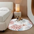 thumbnail image 2 of Summer Orange Red Coral Round Area Rug 7Ft Washable Circle Rugs for Dorm Laundry Room, Coastal Starfish Ocean Nautical Non-Slip Carpet Floor Mats Indoor Outdoor Carpet Runner Aesthetic Home Decor, 2 of 8