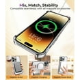 thumbnail image 5 of for iPhone 15 Pro Max Case with Integrated Lens Protection, [Foldable Stand & Ring Holder] [Compatible with Magsafe], Glossy Shockproof Bumper Stylish Women Case for iPhone 15 Pro Max, Grey, 5 of 16
