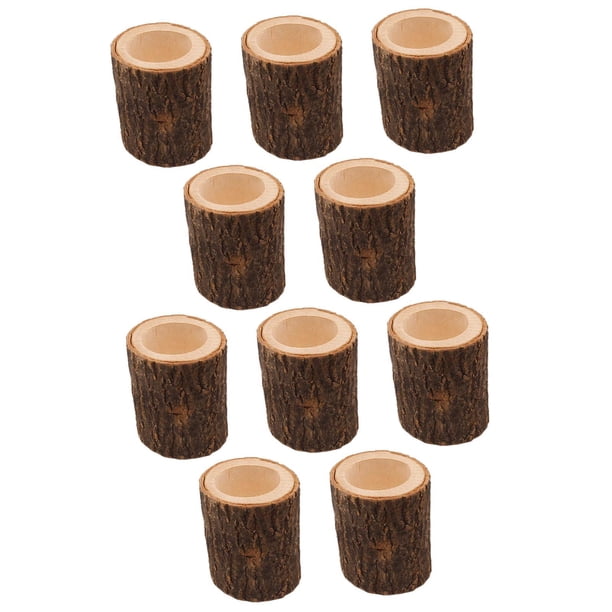 10 candelabros de madera para velas de té, candelabros de Navidad, candelabros para sala de estar, inauguración de la casa, Navidad 6cm x 7cm