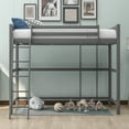 thumbnail image 6 of JINS & VICO Loft Bed, Twin Size Loft Bed Frame with Ladder and Full-Length Guardrail, Solid Wood Loft Bed for Kids Teens Adults Bedroom Dorm, No Box Spring Needed, Gray, 6 of 7