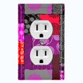 thumbnail image 1 of Metal Light Switch Plate Cover Safari African Tribal Art Pattern Pink Red SFR011, 1 of 13