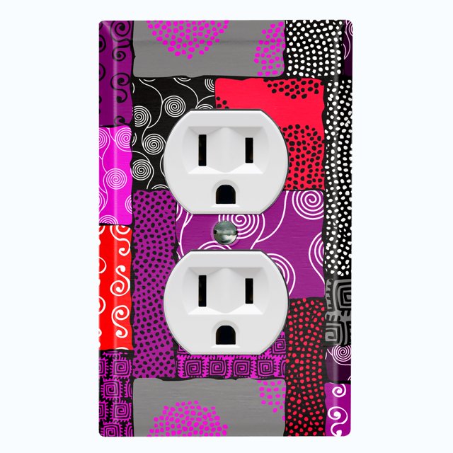 Metal Light Switch Plate Cover Safari African Tribal Art Pattern Pink Red SFR011