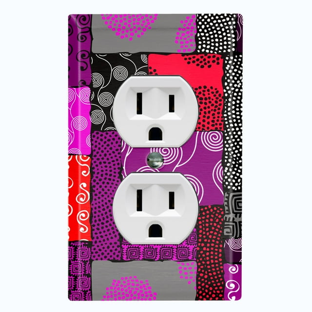 Metal Light Switch Plate Cover Safari African Tribal Art Pattern Pink Red SFR011