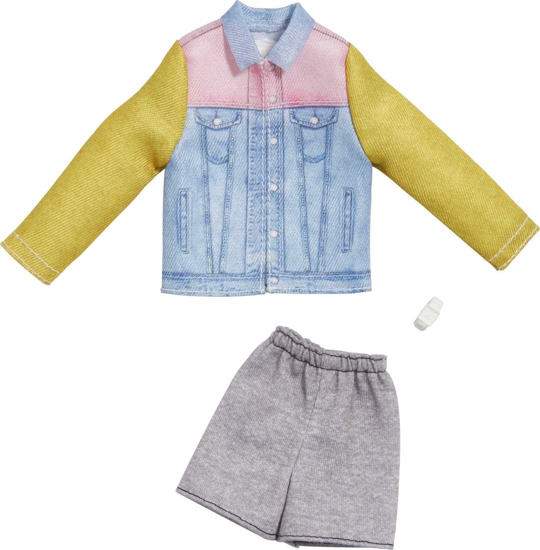 Barbie Fashions Ken Doll Clothes, Set with Denim Jacket, Shorts & Accessory (1 Outfit)