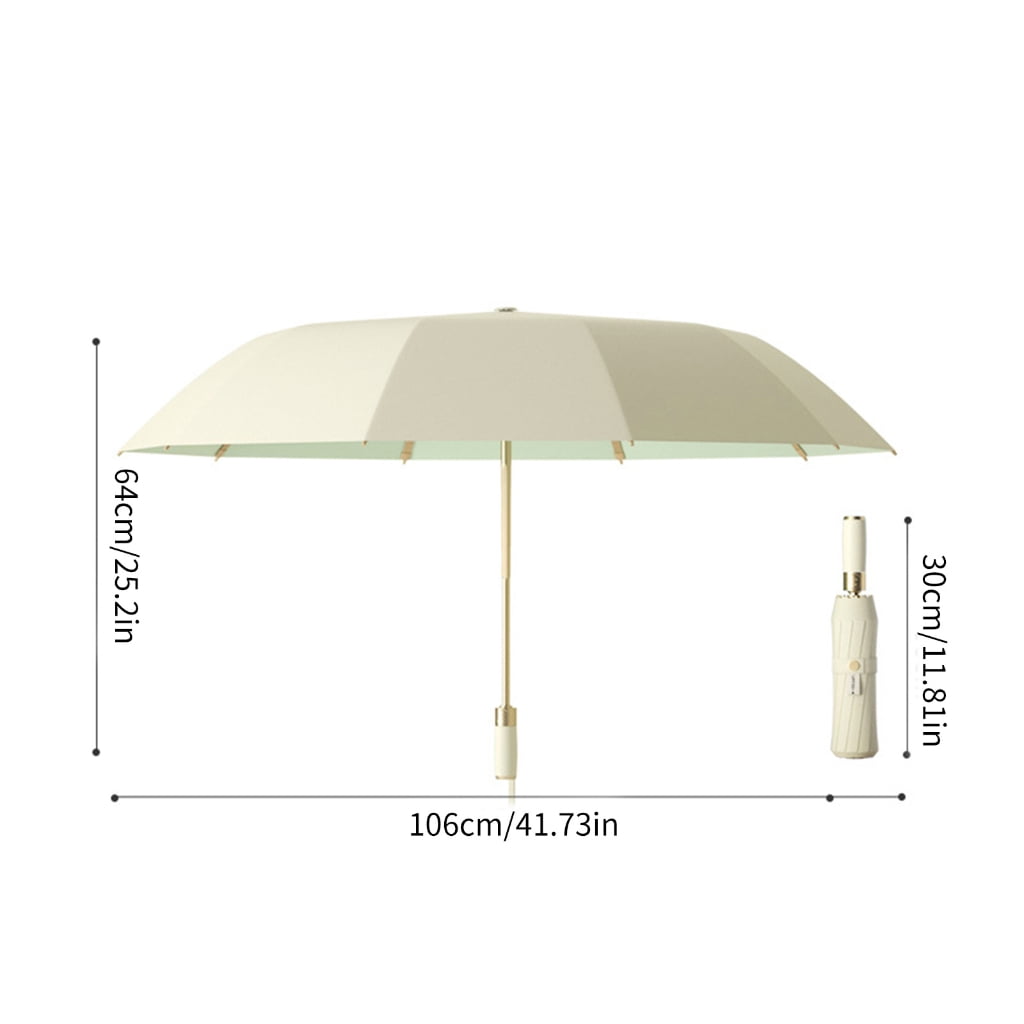 SDFGTstore Travel Umbrellas Auto Open Close Golden Handle Ergonomic Sun Rain Protections