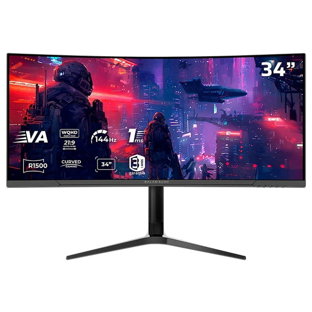 Monitor Gamer Curvo Balam Rush EXTREME EARTH PLUS MGM34C de 34, Resolución 3440 x 1440, 1ms, 144Hz, Color Negro.