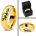 thumbnail image 4 of Tungsten Adult Bear Cub Following Walking Band Ring 7mm Men Women Comfort Fit 18k Yellow Gold Dome Polished, 4 of 4