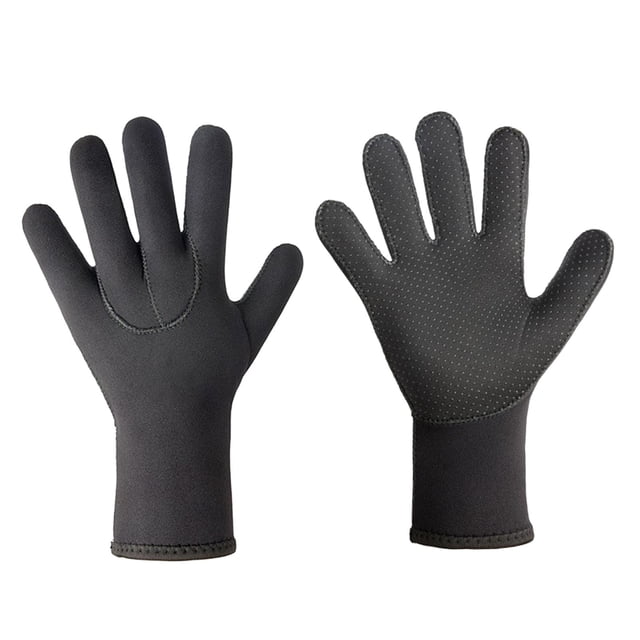 AWHAO Diving Gloves Black Anti Slip Five Finger Thermal Comfortable Hand Wear Swimming L