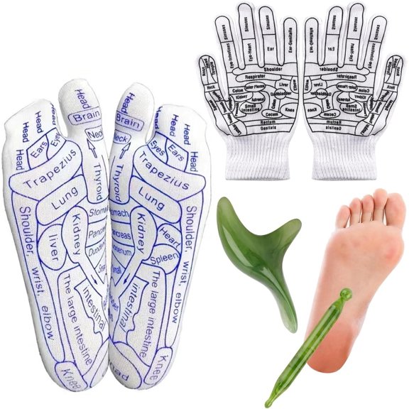 Acupressure Reflexology Foot Massage Socks with English Charts Pressure Points