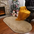 thumbnail image 7 of Junovo Oval Fluffy Area Rugs for Bedroom Plush Shaggy Carpet for Kids Room Bedside Nursery Mats, 2.6' x 5.3',Tan, 7 of 7