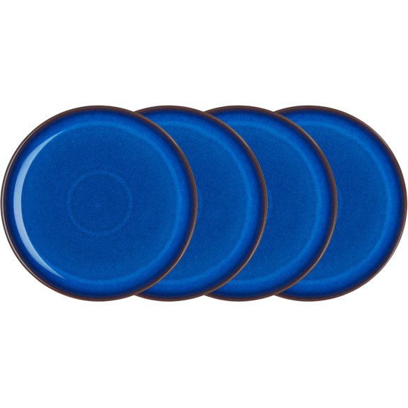 Denby Imperial Set of 4 Coupe Dinner Plate Set, One size, cobalt blue