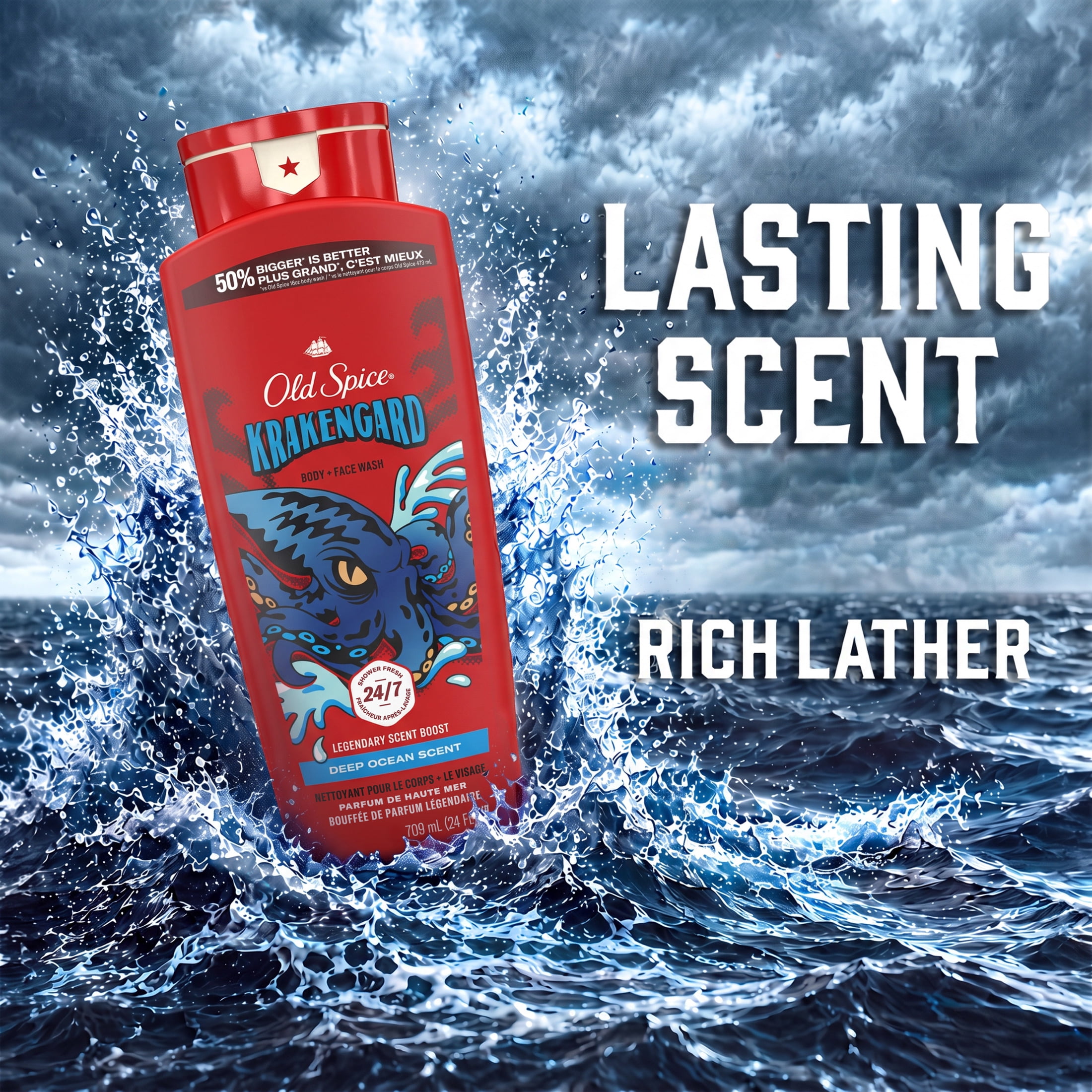 (3 pack) Old Spice Body Wash for Men, Krakengard, 24 fl oz
