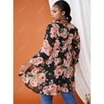 thumbnail image 3 of Tallas de flores de talla grande Top de excedentes de alta gasa baja Rosegal Blusas Tallas Grandes, 3 of 5
