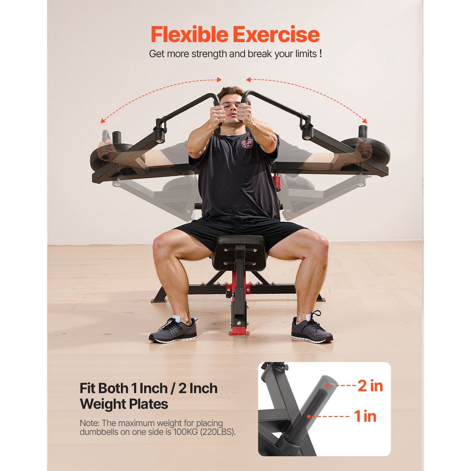 Dranite 450 lbs Incline Chest Fly and Rear Delt Fly Machine with Adjustable Bench, Home Gym Equipment for Chest and Back Strength Training