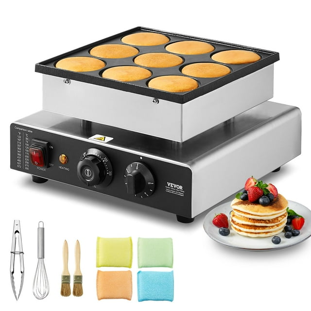 Máquina holandesa para hacer tortitas VEVOR, 9 unidades, 76 mm de diámetro, Dorayaki Baker