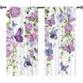 thumbnail image 5 of Purple Butterfly Kitchen Curtains Rod Pocket Farmhouse Floral Lavender Lilac Spring Summer Leaves Small Short Cafe Curtains Girly Window Treatment Drapes Home Decor(27.5W X 39L Inch 2 Panels), 5 of 6