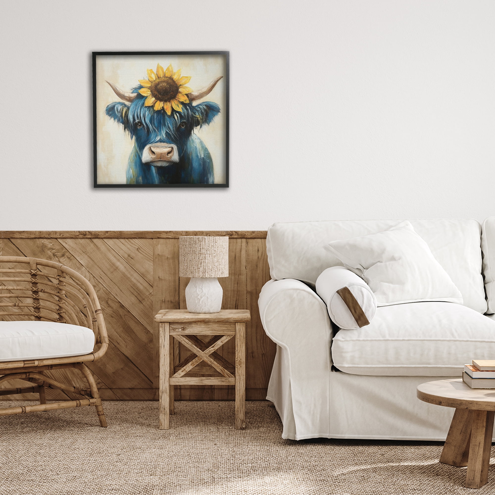 Stupell Industries Pastoral Sunflower Highland Black Framed Giclee Art, design by Tina LeCour