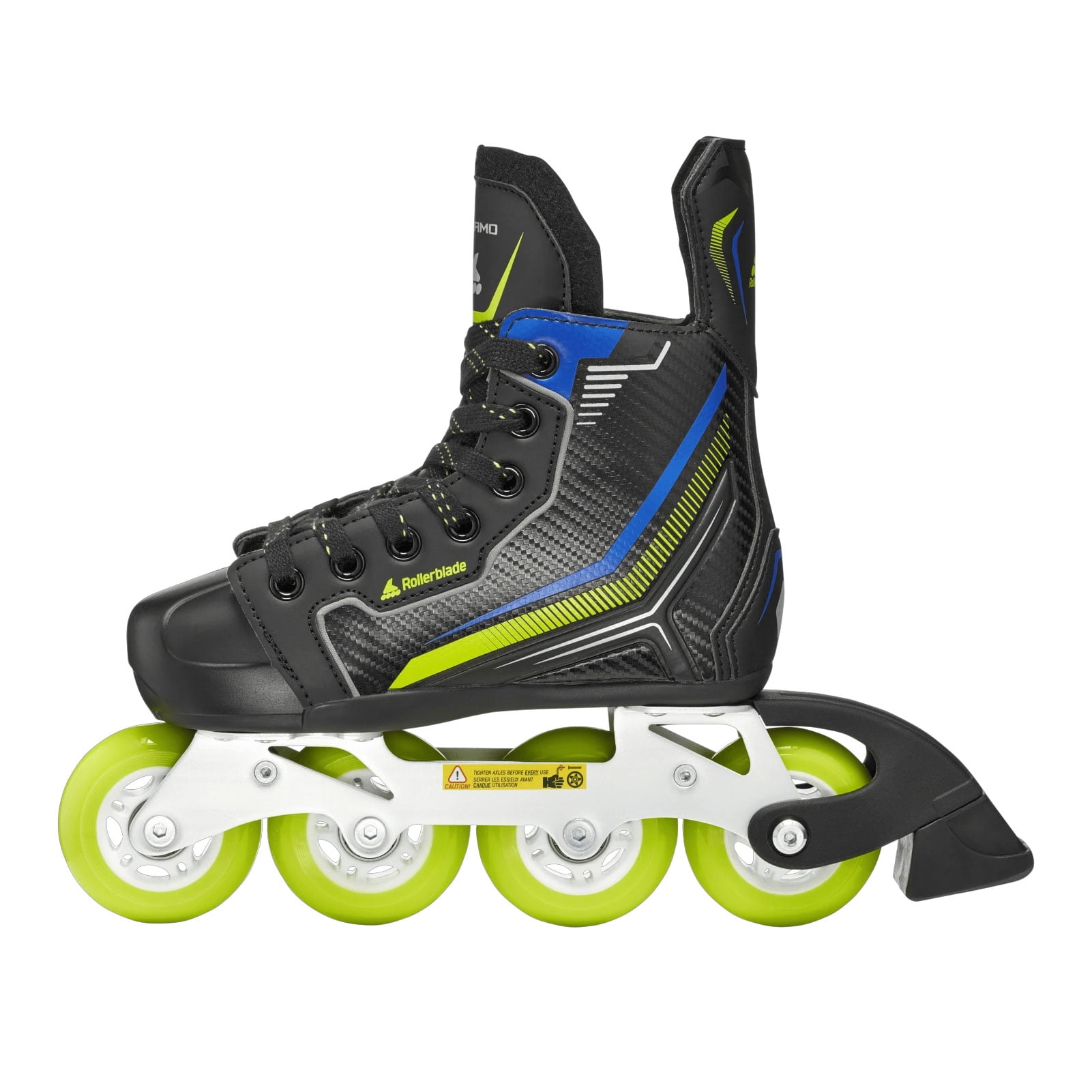 ROLLERBLADE Kids' Dynamo Inline Skates, Color: Black/Lime/Blue, Size: 1-4 (86B0760150NZ10-1-4)