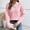 01 Pink, variant on YueHuiYing Women's Fashionable Lace-trimmed V-neck Sweater In Solid Color Loose Long-sleeved Knitted Sweater