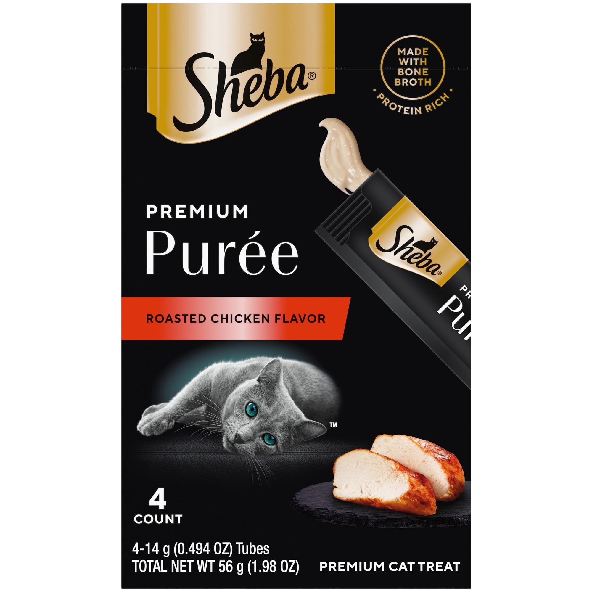 Sheba Premium Purees - Roasted Chicken Flavor - 4ct