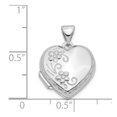thumbnail image 2 of Médaillon Floral Réversible en Forme de Cœur en Or Blanc 14k Poli Gravable pour 2 photos, 2 of 4