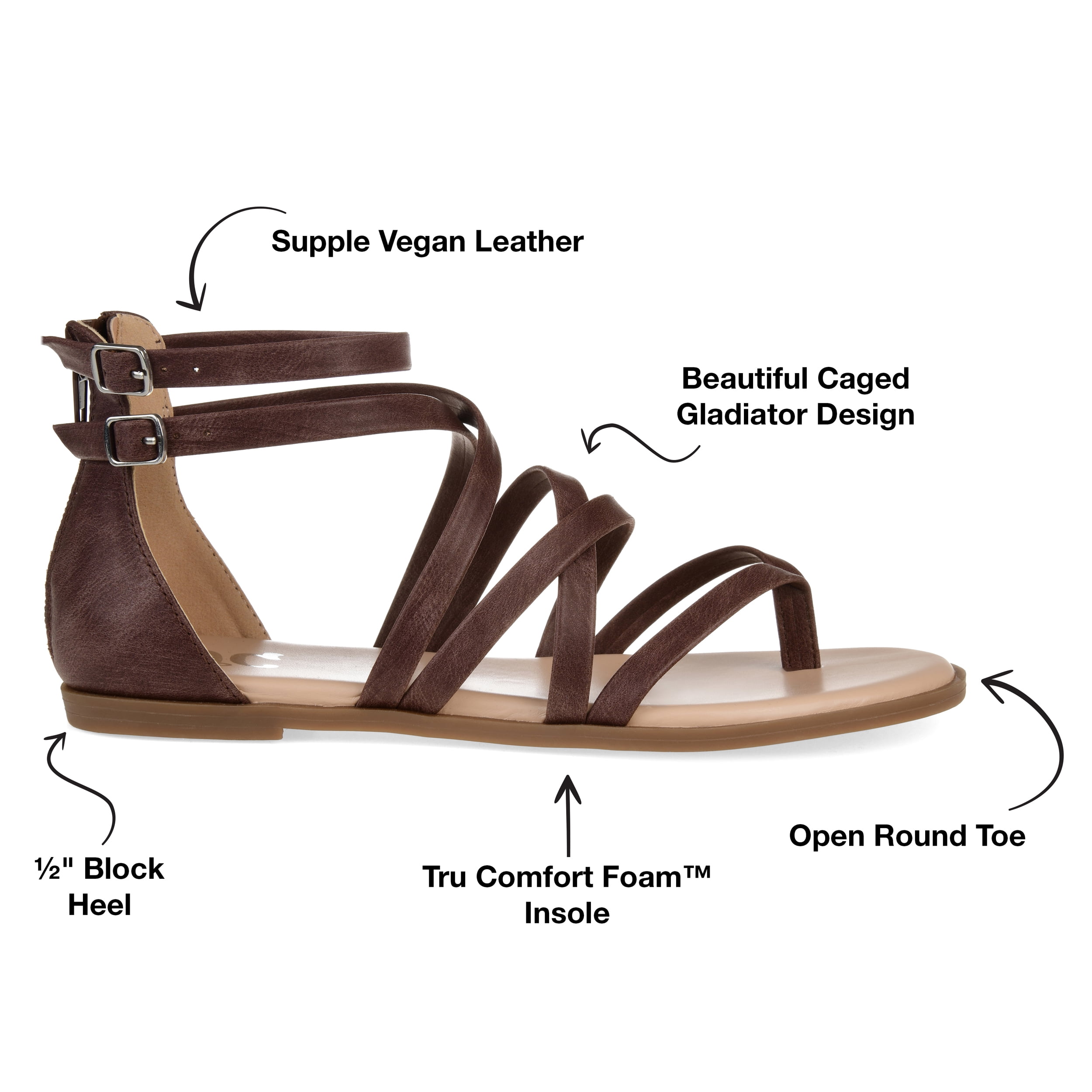 Journee Womens Zailie Gladiator Flat Sandals, Widths Available