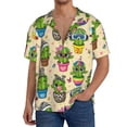 thumbnail image 2 of Picia Cute Cartoon Cactus Men's Linen Shirts Short Sleeve Cuban Beach Shirts Casual Shirts Button Down Shirt for Men Beach Summer Wedding Shirt-X-Large, 2 of 7